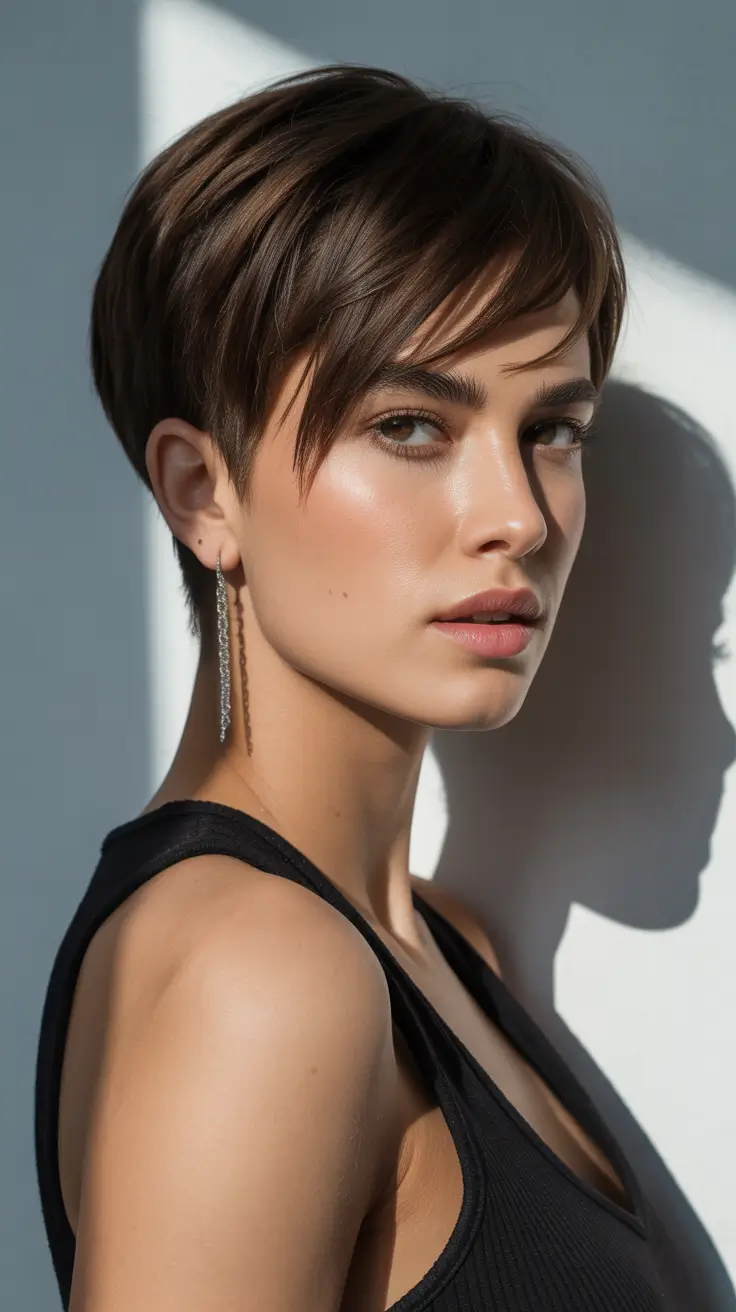 Winter Pixie Haircuts 2025-2026 Trends Silky Chestnut Precision Cut