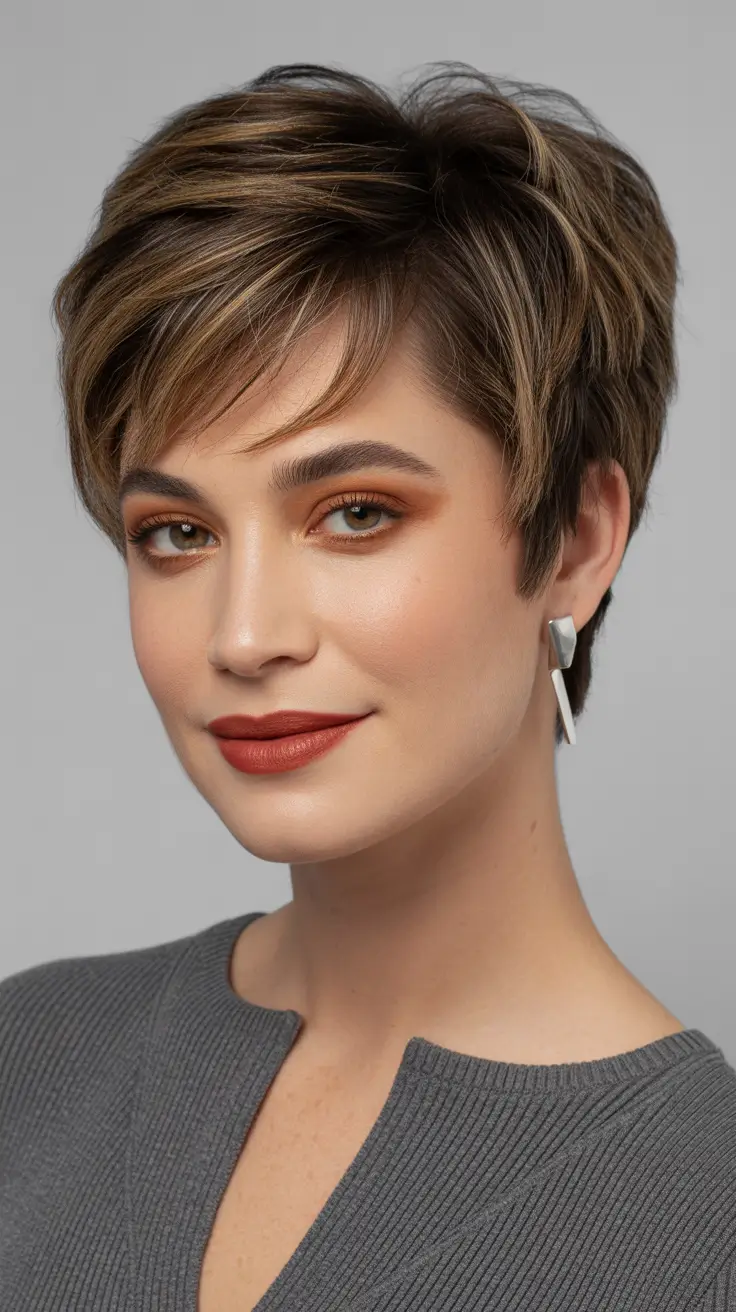 Winter Pixie Haircuts 2025-2026 Trends Golden Brunette Textured Pixie