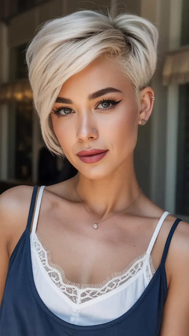 Winter Pixie Haircuts 2025-2026 Trends Platinum Glam Pixie Bob