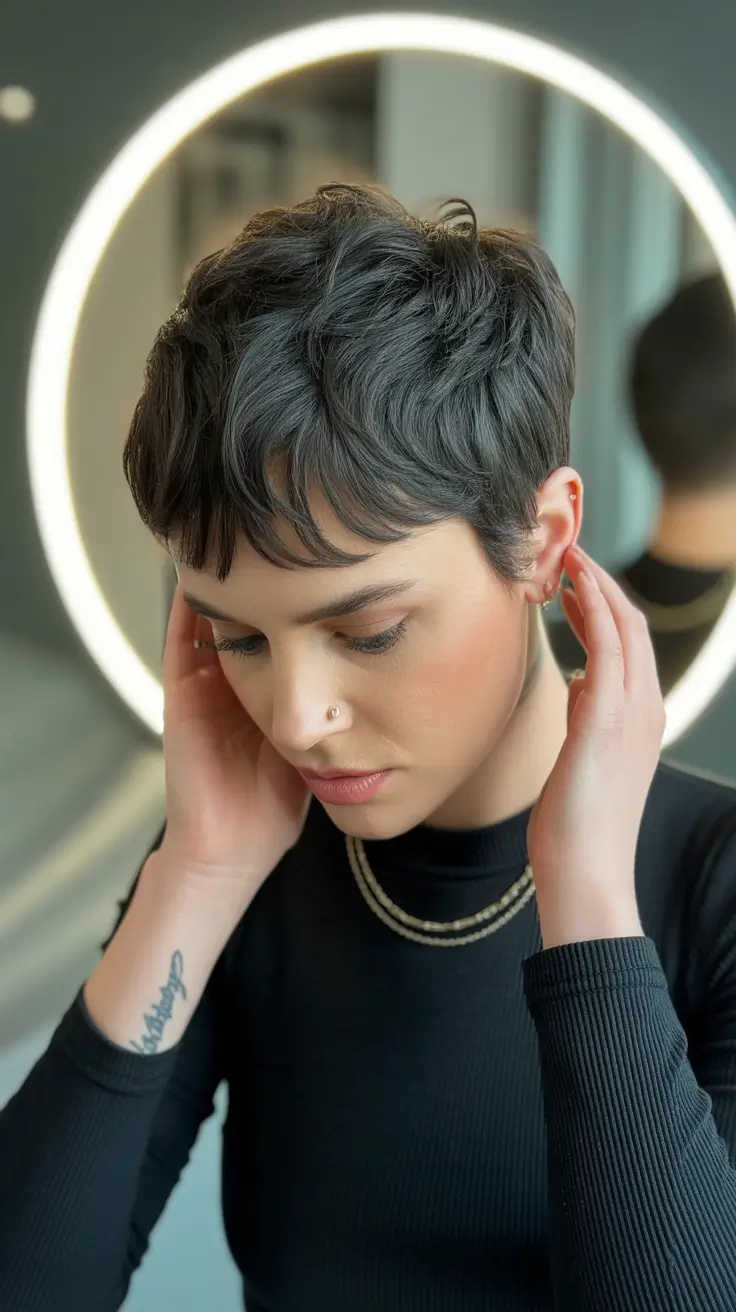 Winter Pixie Haircuts 2025-2026 Trends Velvet Black Micro Pixie