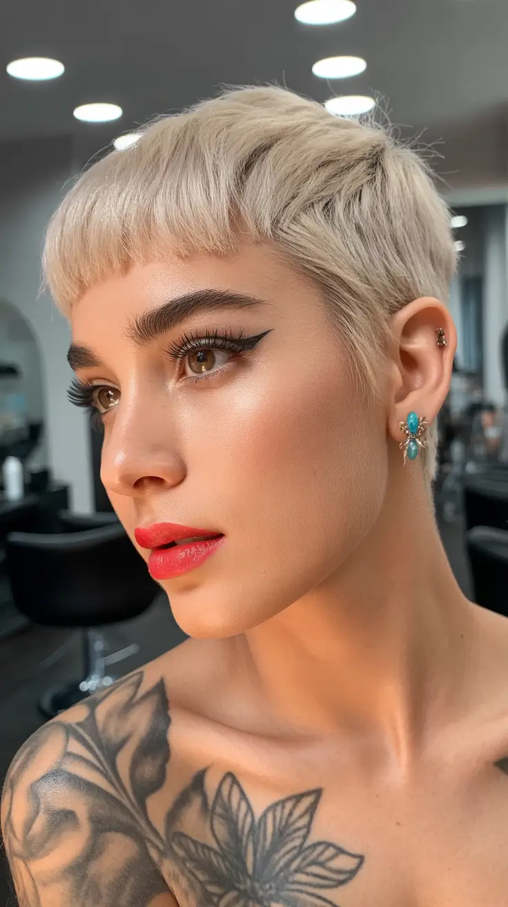 Winter Pixie Haircuts 2025-2026 Trends Ice Blonde Micro Pixie