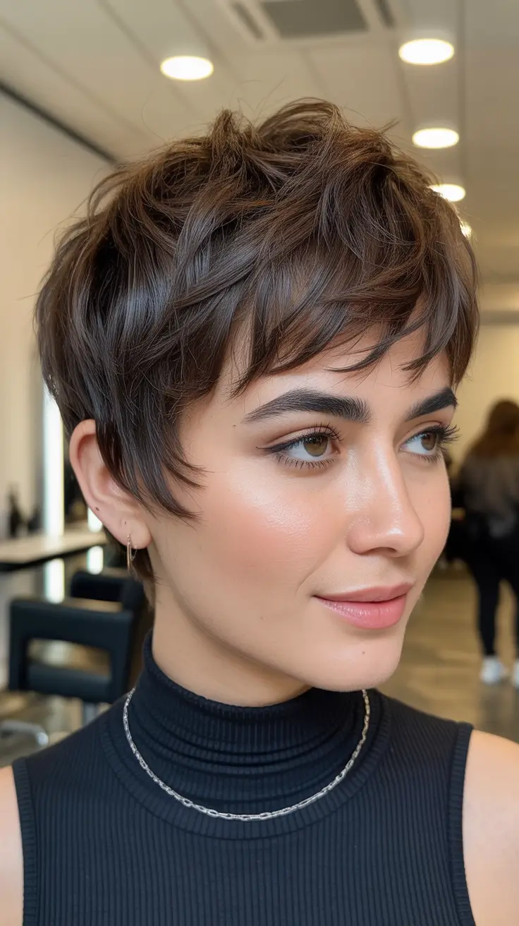 Winter Pixie Haircuts 2025-2026 Trends Textured Brunette Charm
