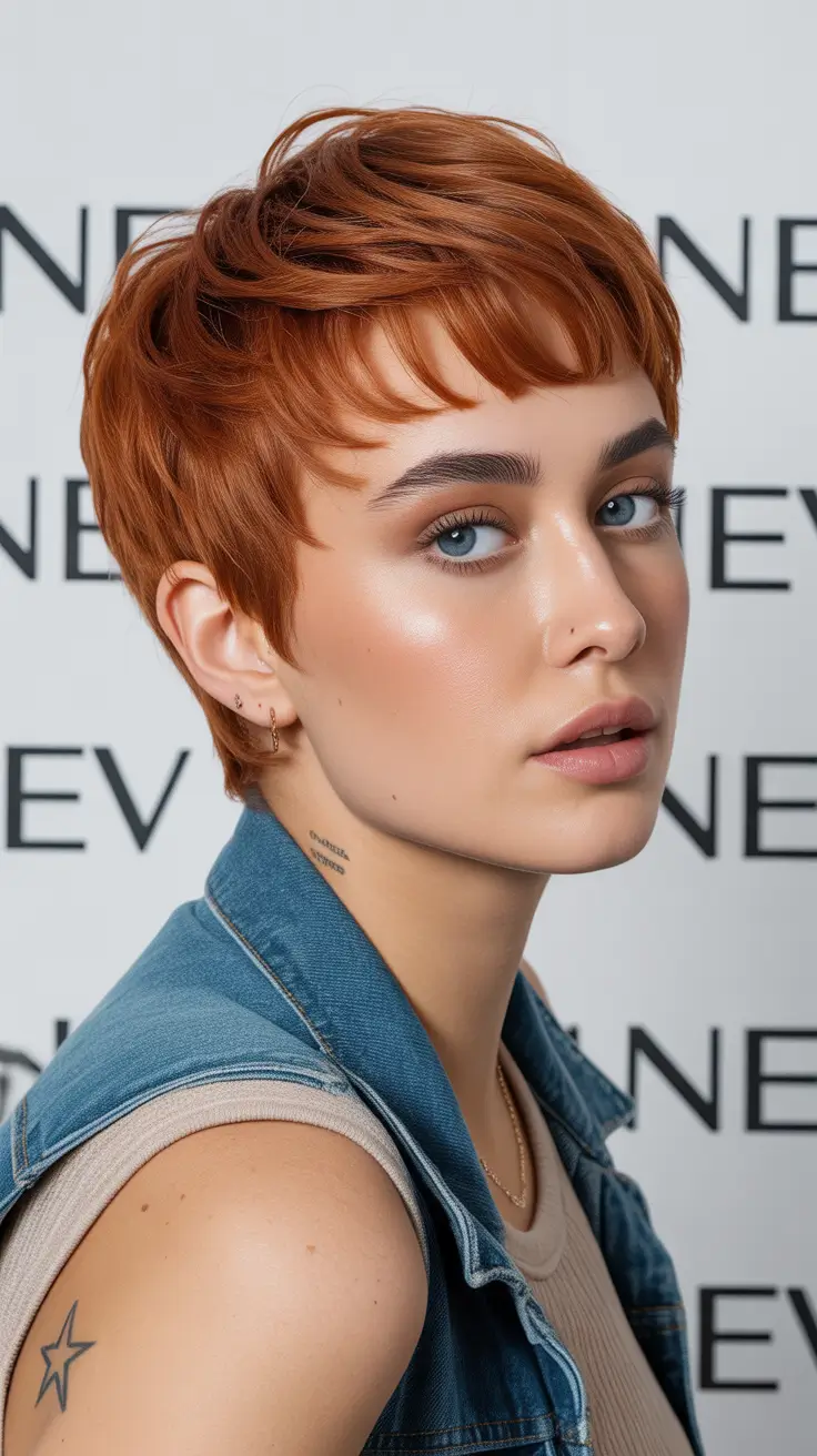 Winter Pixie Haircuts 2025-2026 Trends Copper Glow Pixie with Edge