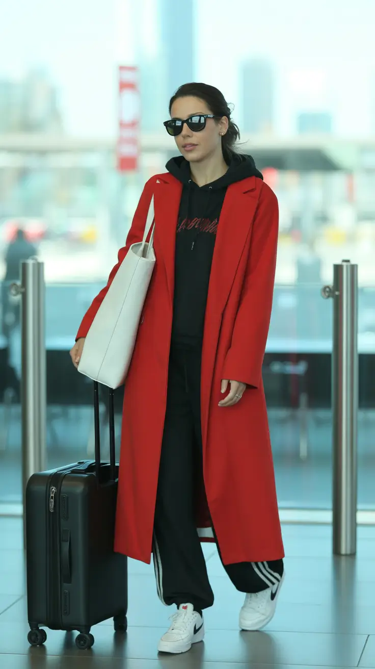 Airport travel outfits 2026 Pop of Power