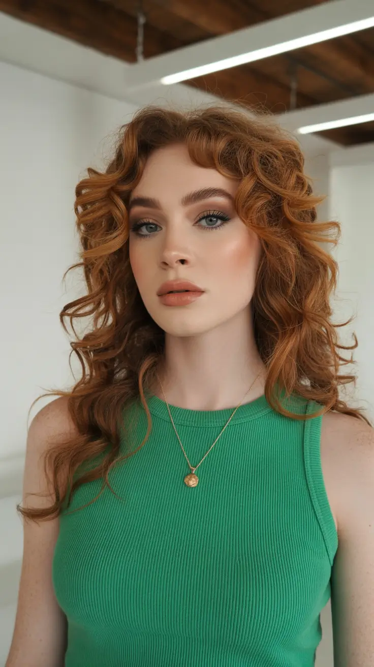 Auburn hair color 2026 guide Curly Auburn Layers with Natural Lift