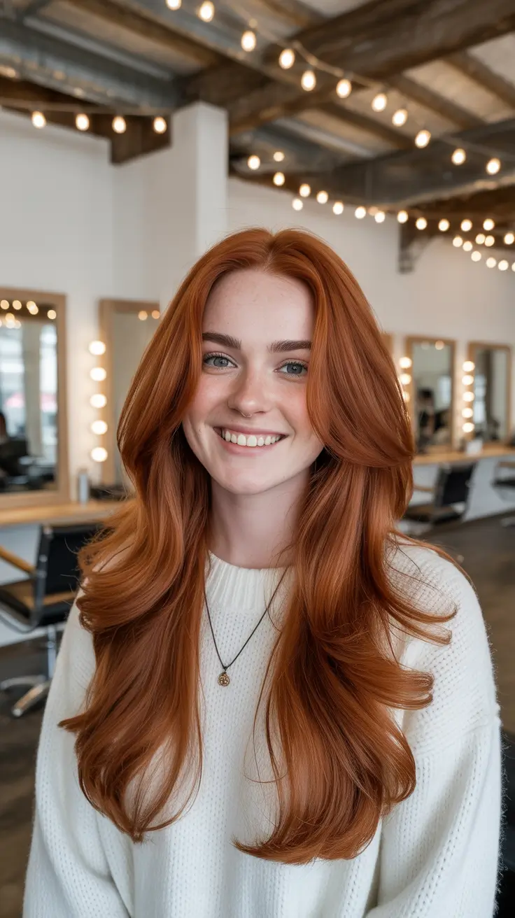 Auburn hair color 2026 guide Natural Auburn Layers with Effortless Radiance