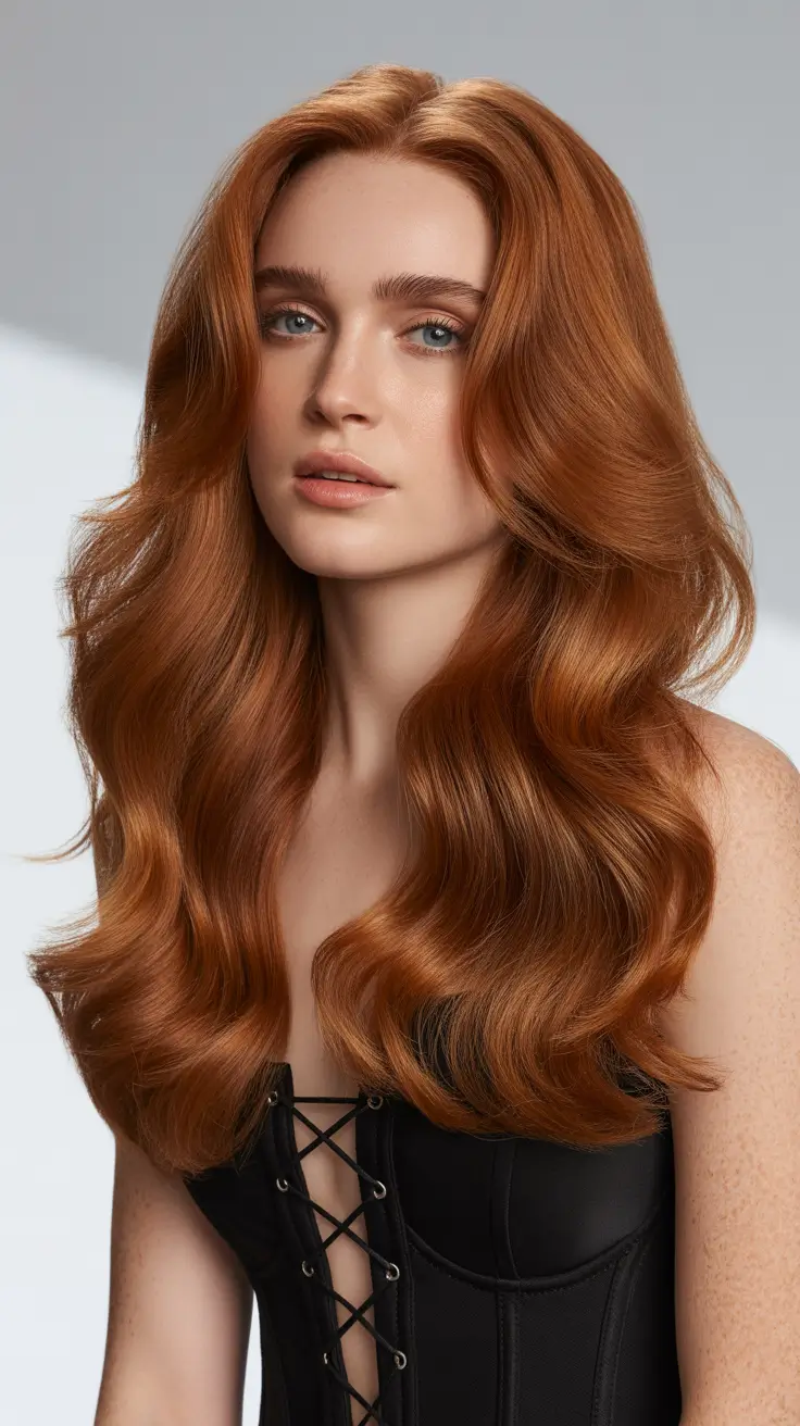 Auburn hair color 2026 guide Classic Auburn with Hollywood Volume