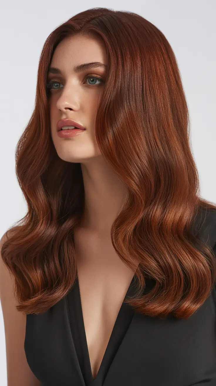 Auburn hair color 2026 guide Velvet Auburn with Subtle Chocolate Reflection