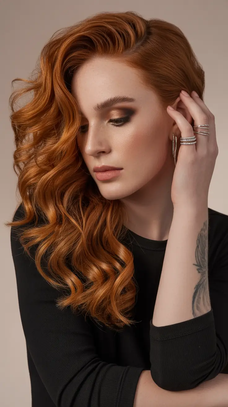 Auburn hair color 2026 guide Golden Ginger Curls with Copper Intensity