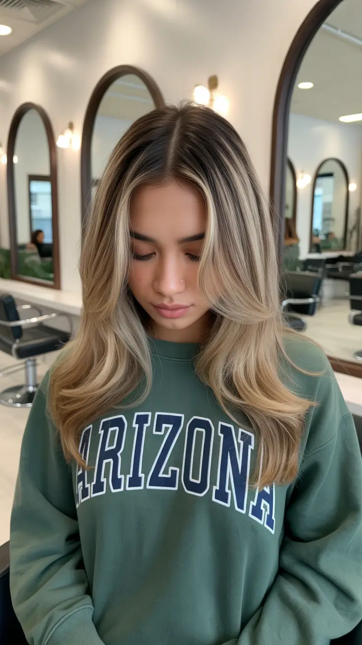 Balayage hair color ideas 2026 Soft Caramel Bronde with Feathered Ends