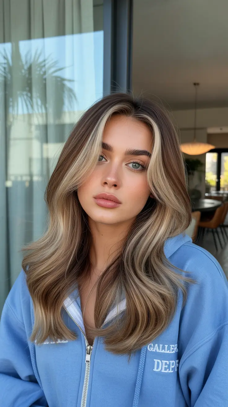 Balayage hair color ideas 2026 Beige Balayage with Face-Framing Highlights