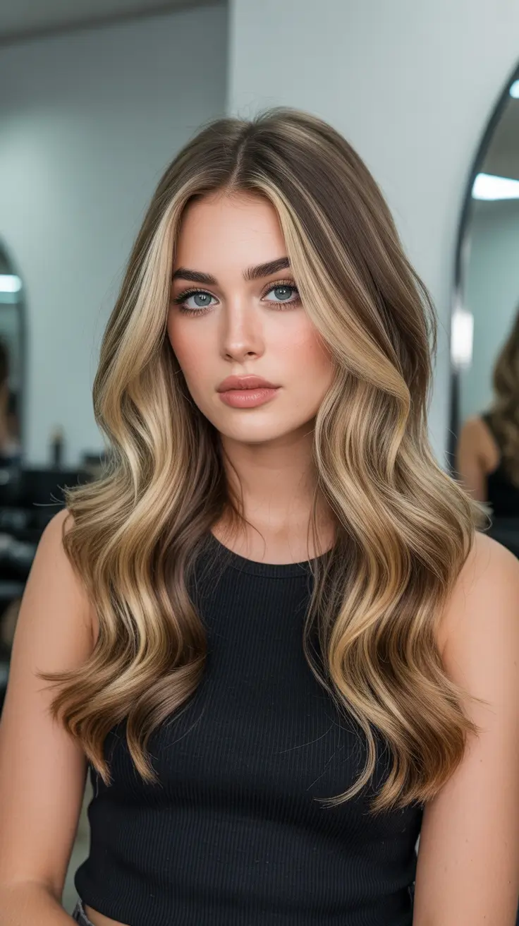 Balayage hair color ideas 2026 Golden Beige Balayage with Seamless Transition