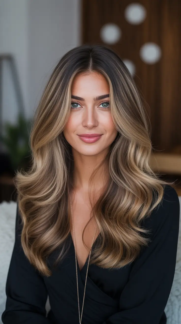 Balayage hair color ideas 2026 Smoky Honey Balayage with Airy Layers