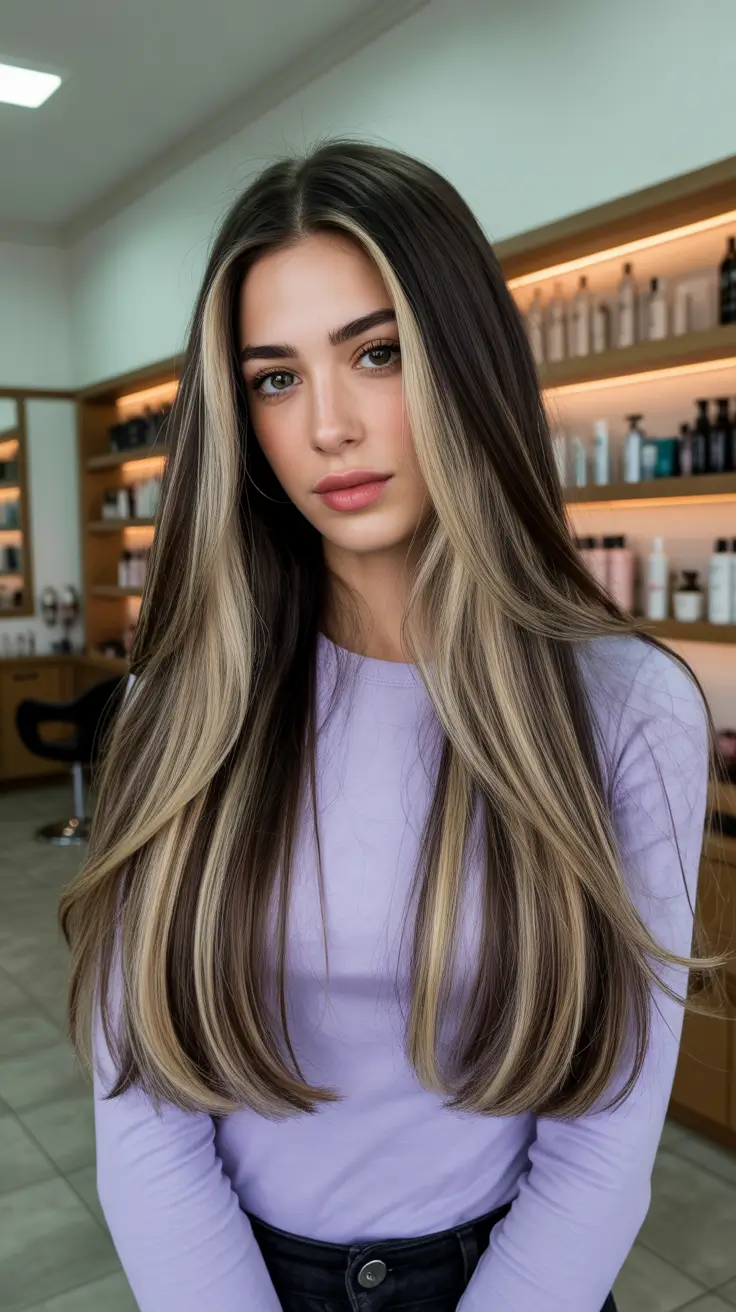 Balayage hair color ideas 2026 High-Definition Blonde Streak Balayage