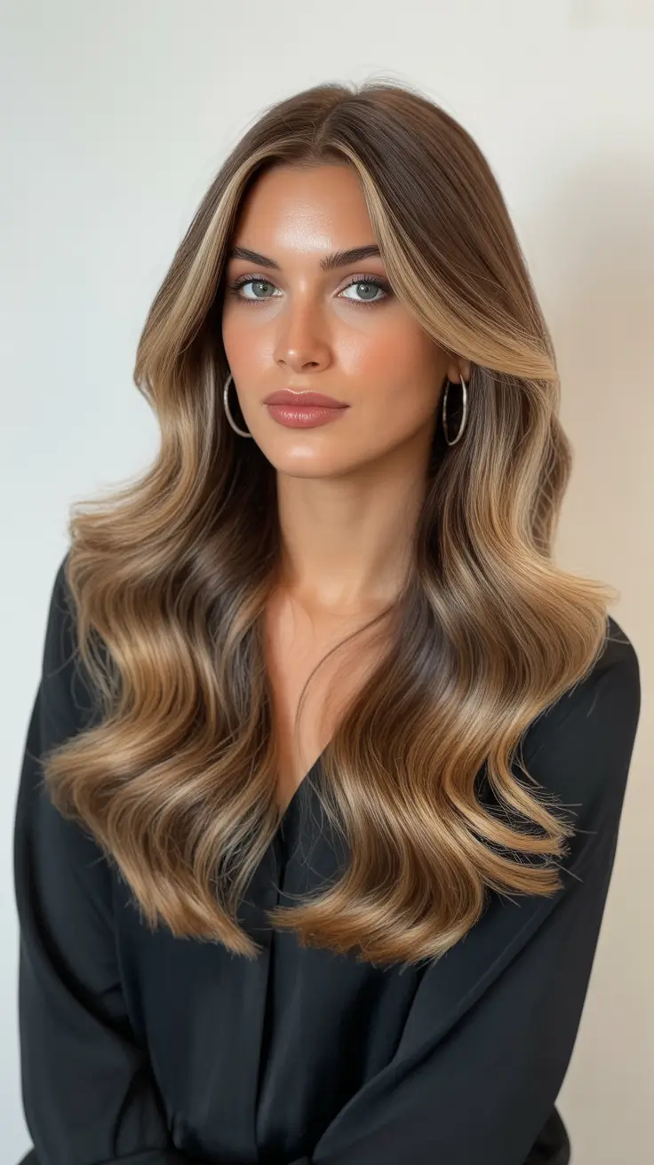 Balayage hair color ideas 2026 Warm Espresso Balayage with Honey Glow