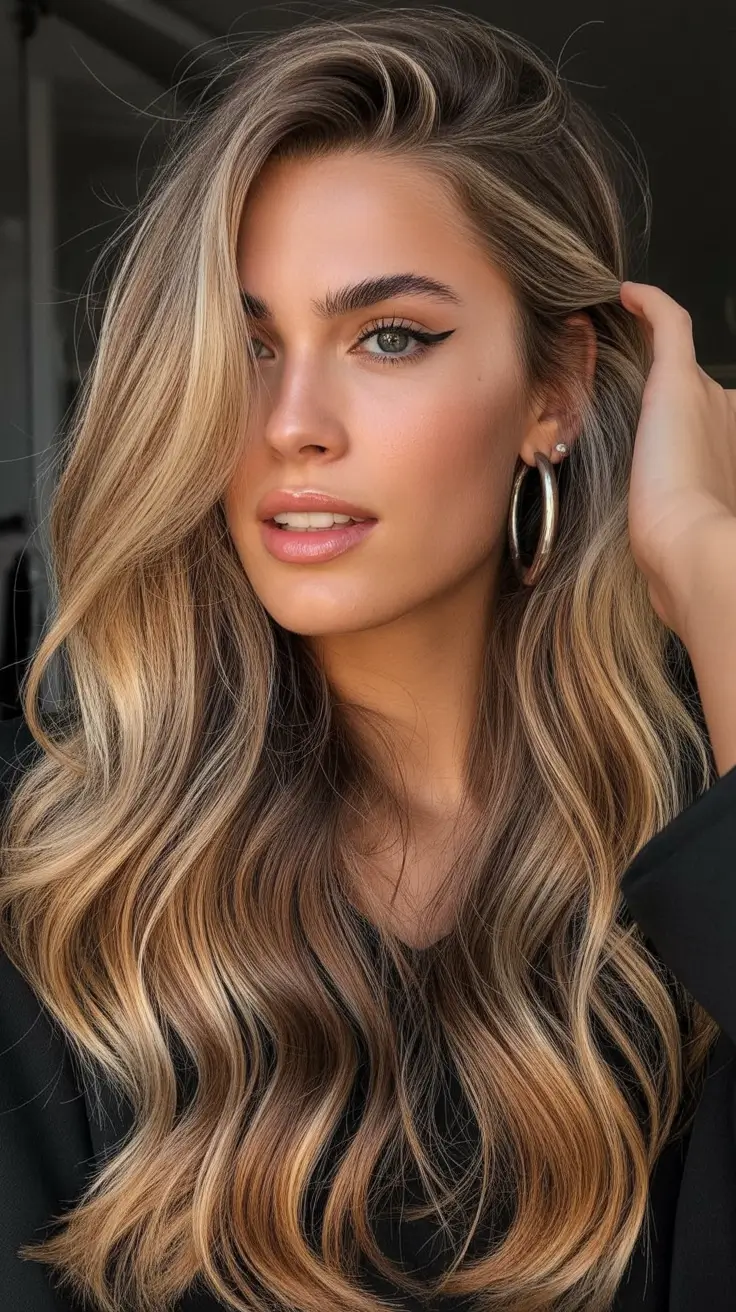 Balayage hair color ideas 2026 Golden Toffee Melt Balayage