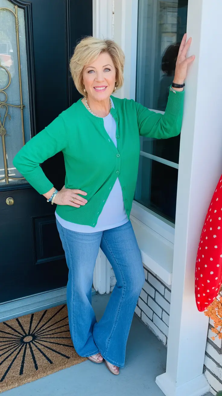 best outfits for women over 50 in 2026 Fresh Denim and Emerald Charm