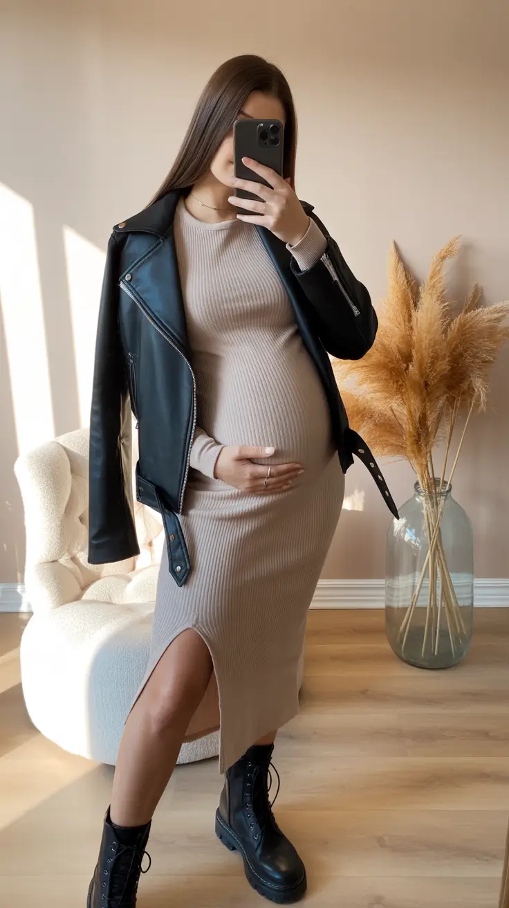 Best pregnancy outfits 2026 Edgy Neutrals With Attitude