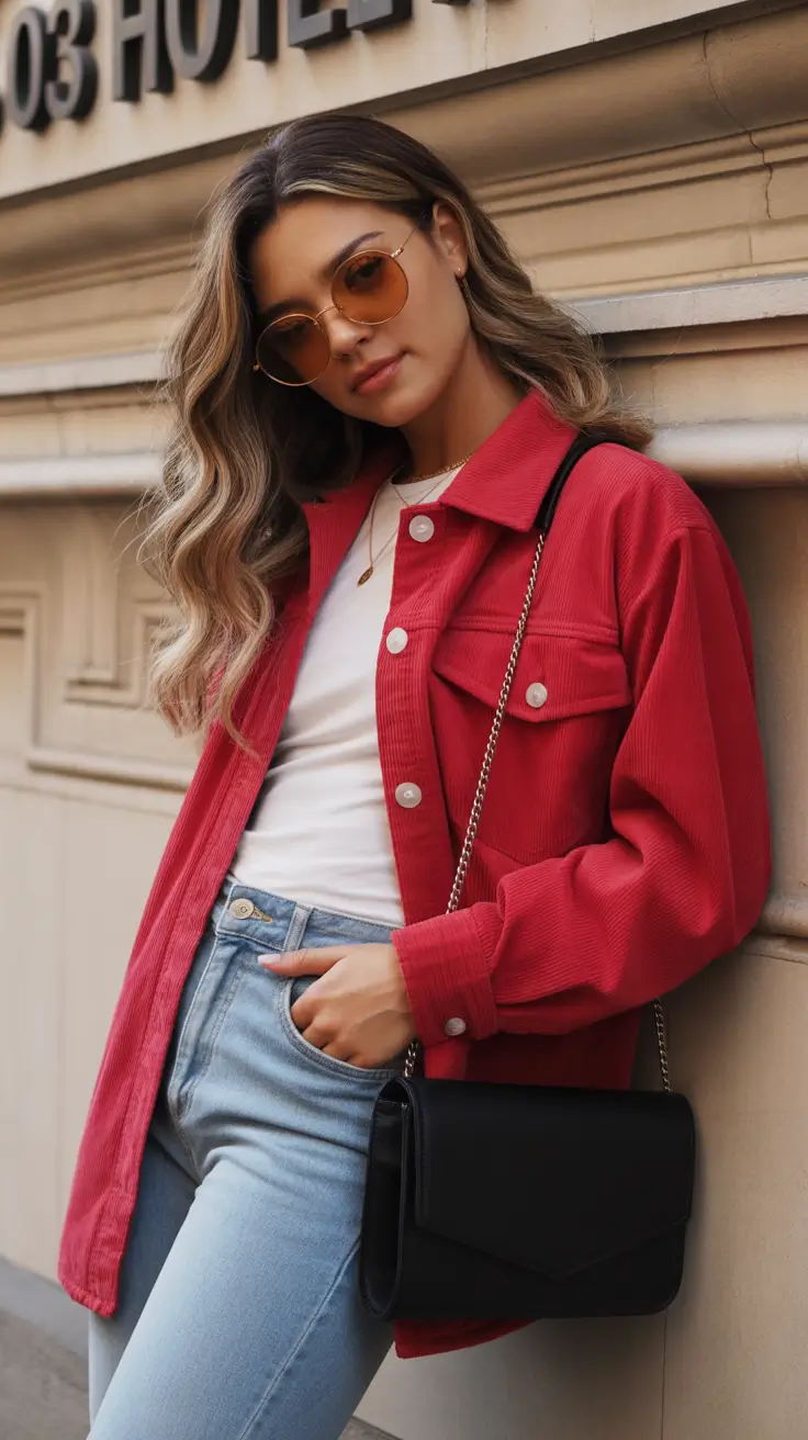 Best trendy outfits for women 2026 Retro Red with Downtown Cool