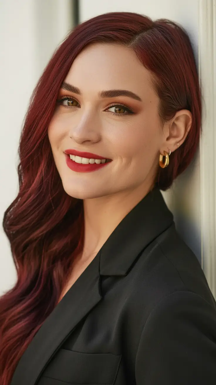 brown hair colors 2026 Cherry Wine Brunette