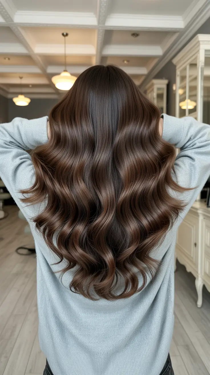 brown hair colors 2026 Mocha Satin Waves
