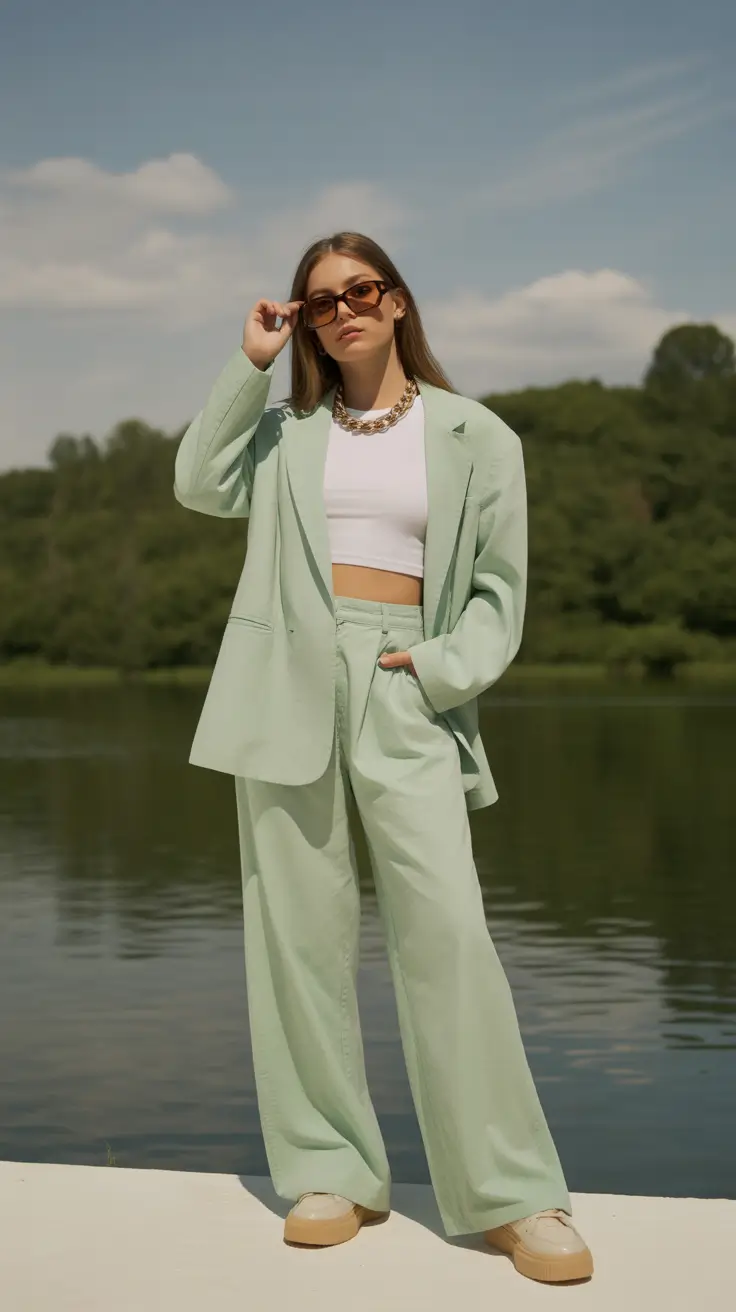 Brunch outfit ideas 2026 Mint Suit Coolness