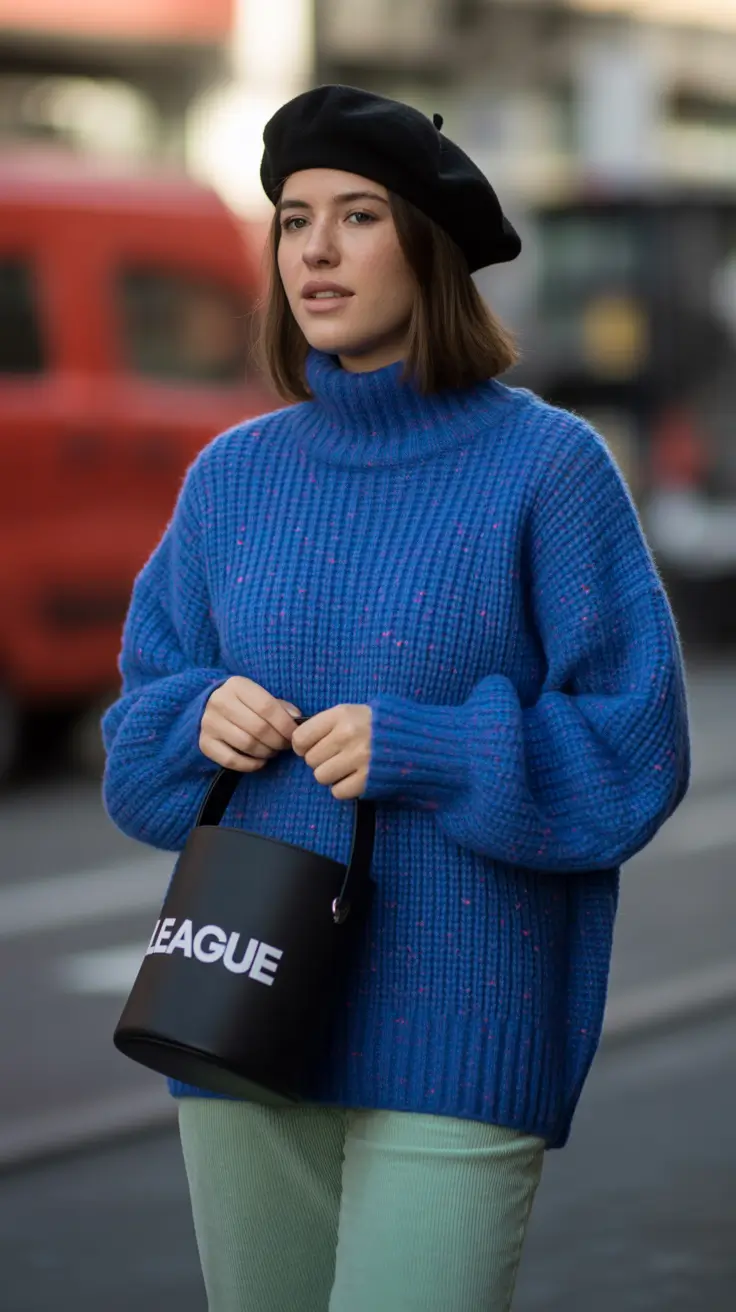 Brunch outfit ideas 2026 Parisian Blue Knit