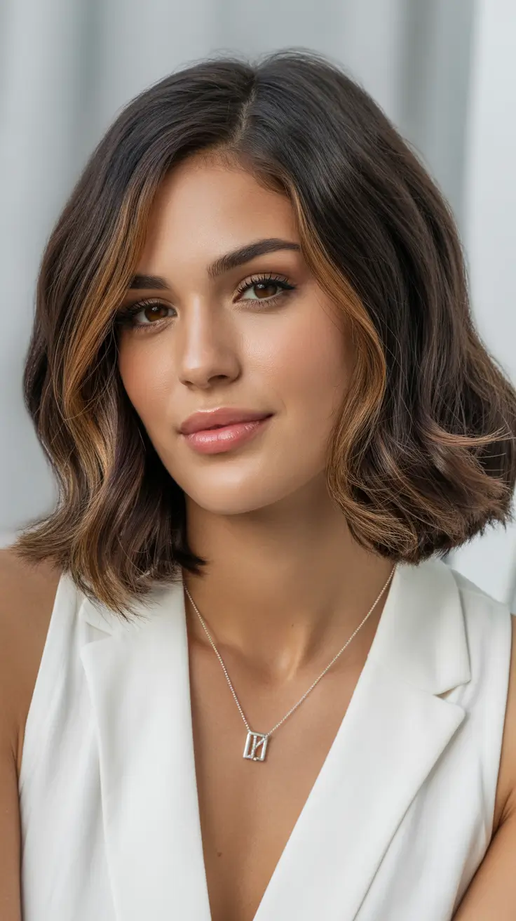 Brunette hair color 2026 trends Latte Luxe Bob