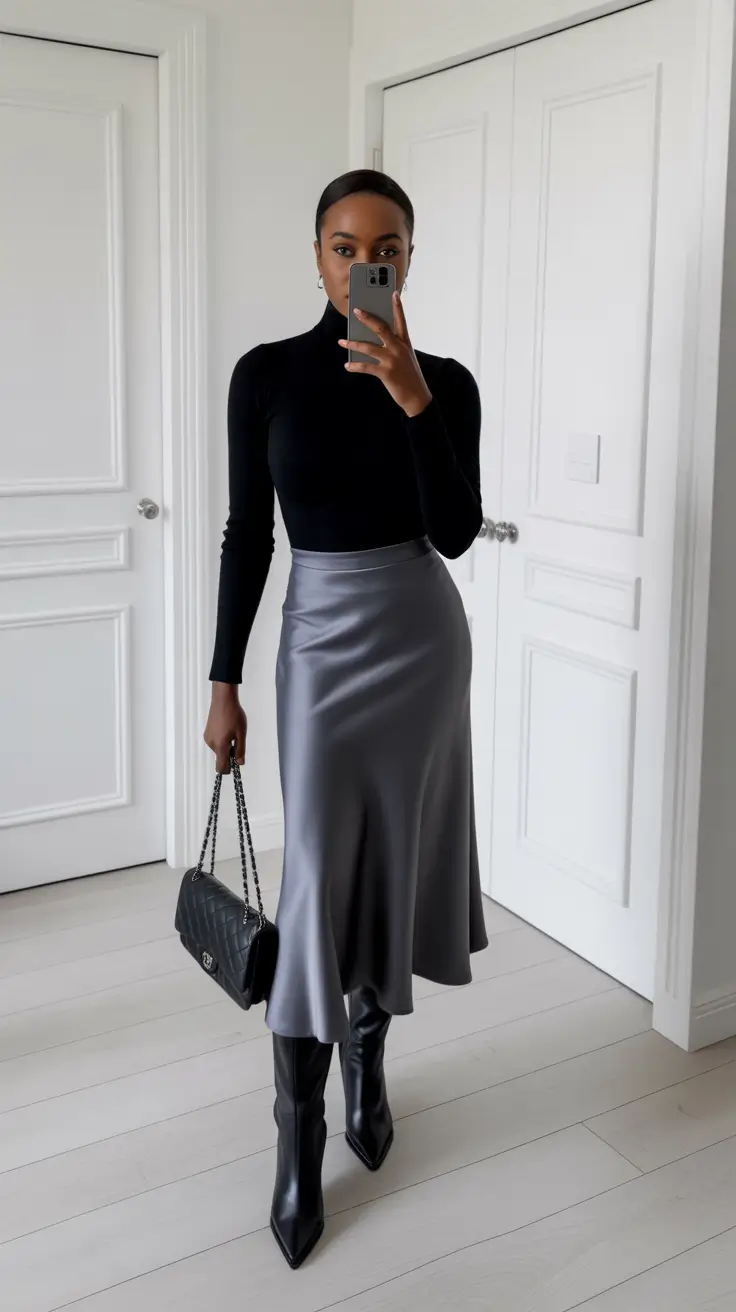 Casual outfits for Black women 2026 Silver Satin Minimalism