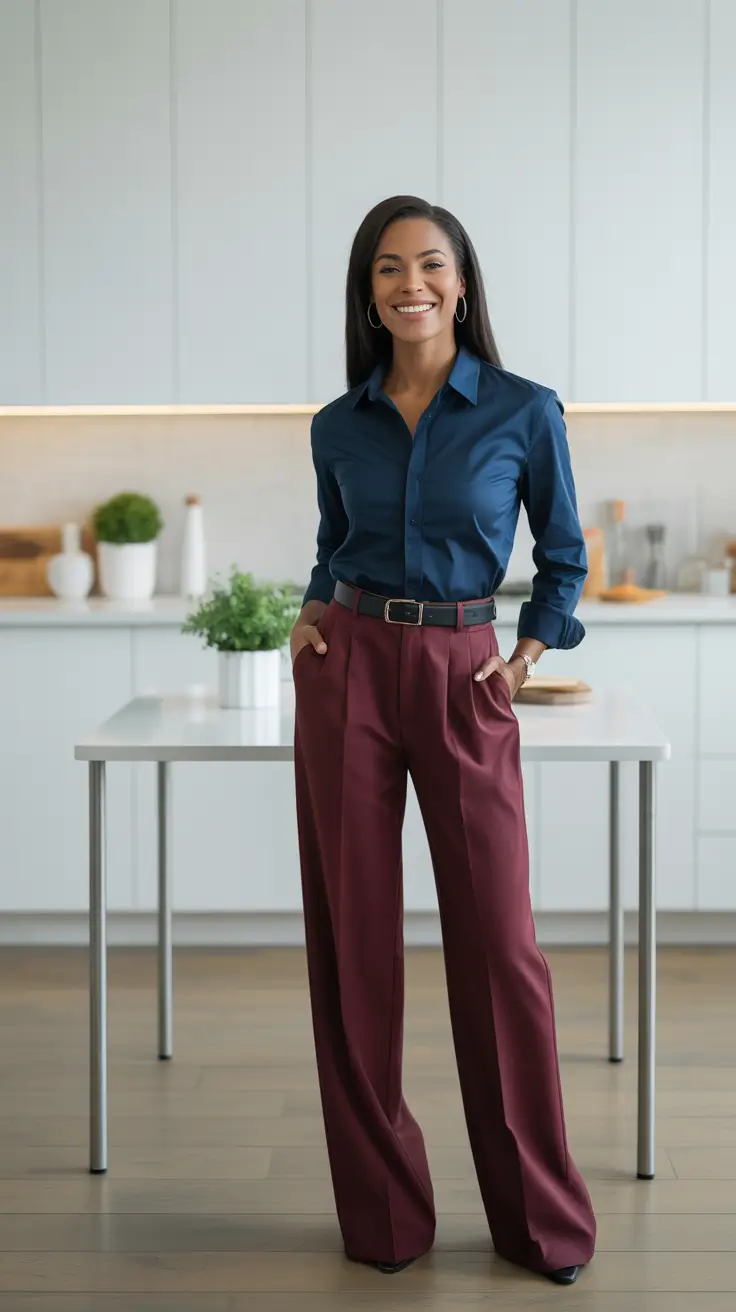 Casual outfits for Black women 2026 Burgundy and Navy Balance