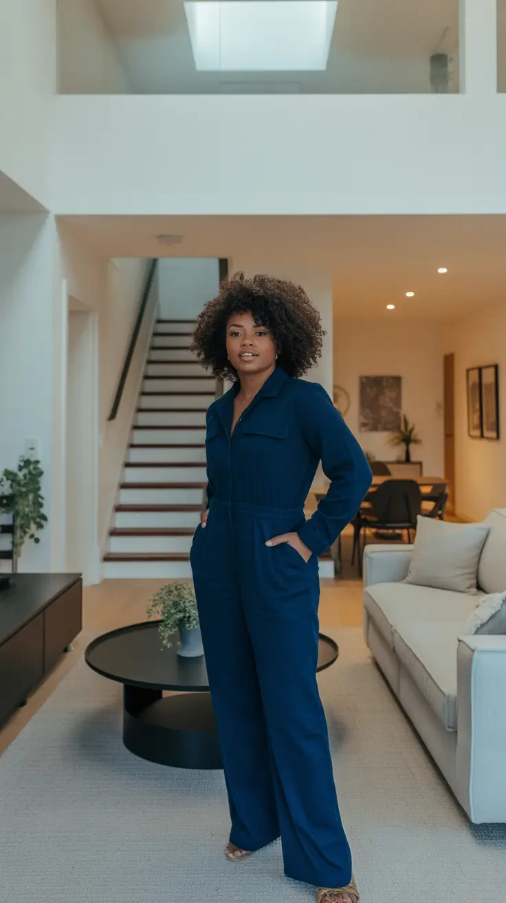Casual outfits for Black women 2026 The Effortless Navy Jumpsuit