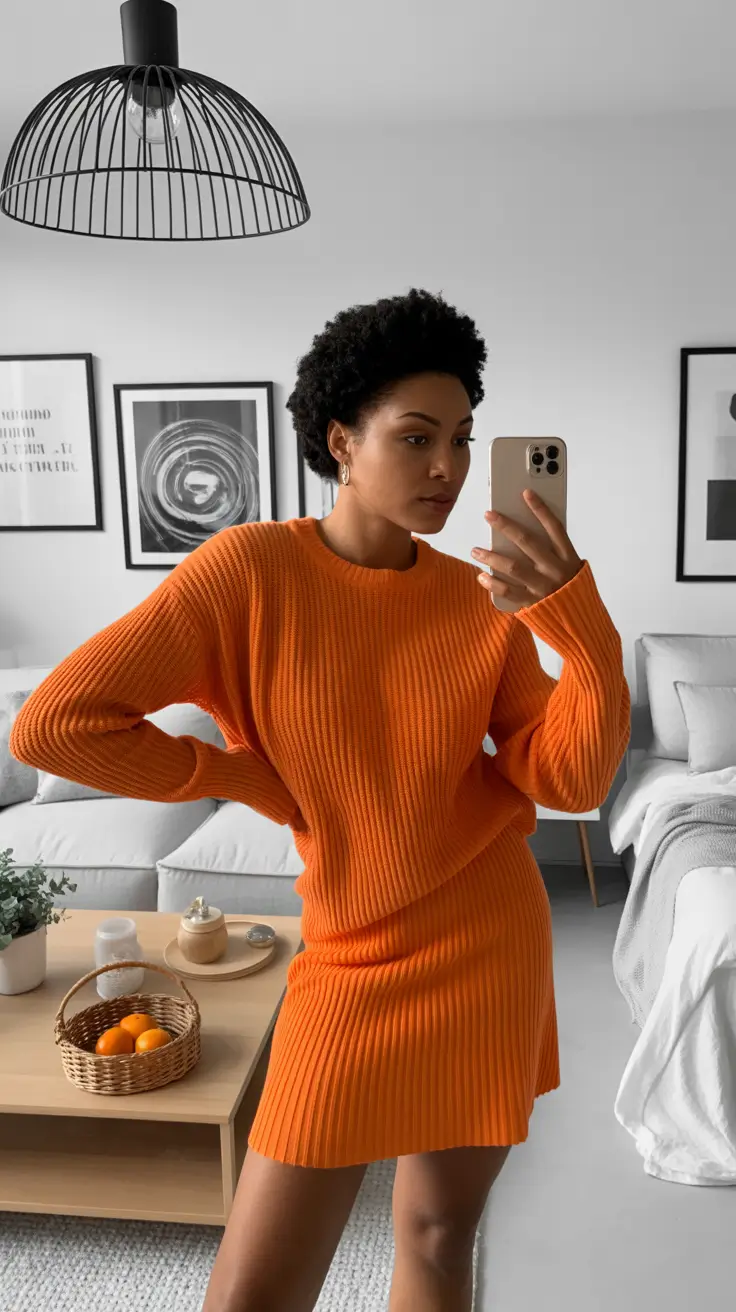 Casual outfits for Black women 2026 Bold Orange Knit Energy