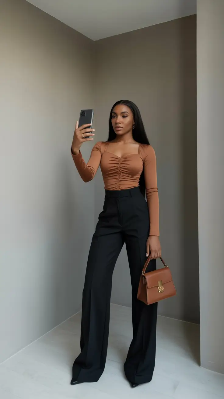 Casual outfits for Black women 2026 Monochrome Caramel Confidence