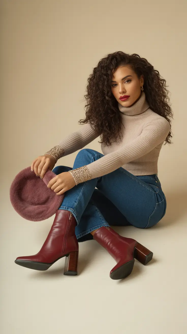 Casual outfits for women 2026 Wine Turtleneck Mood