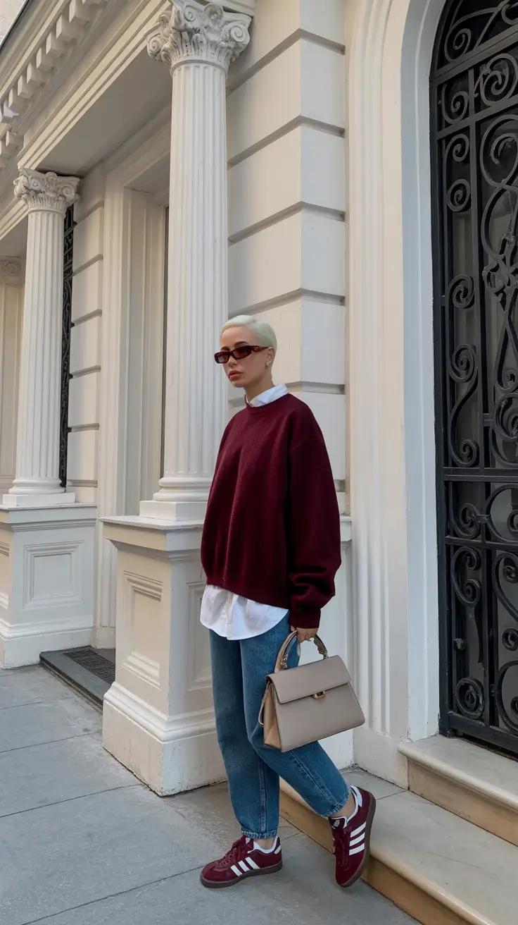 Casual outfits for women 2026 Burgundy Street Layering