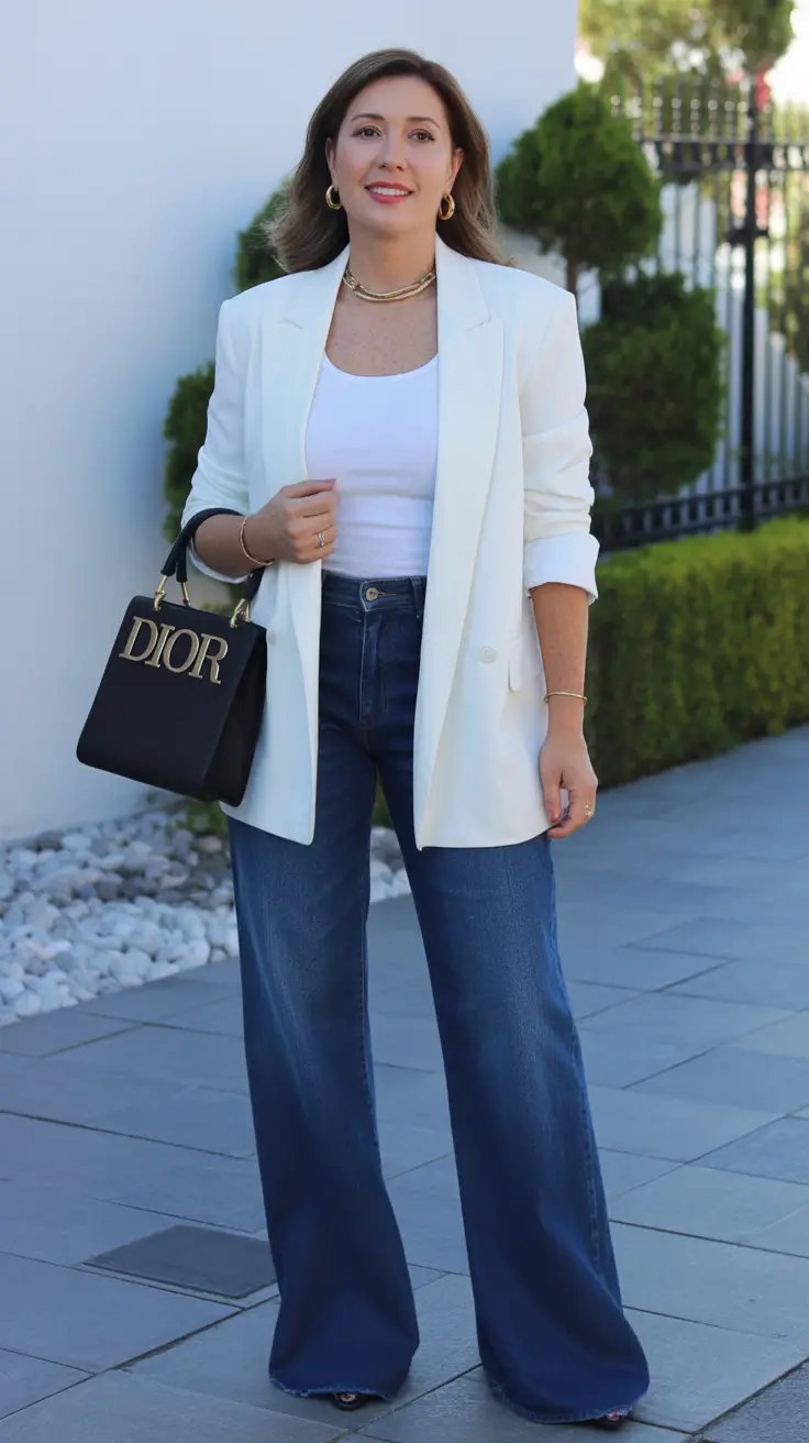 classy-outfits-for-women-over-40-in-2026 Modern Glamour in Monochrome