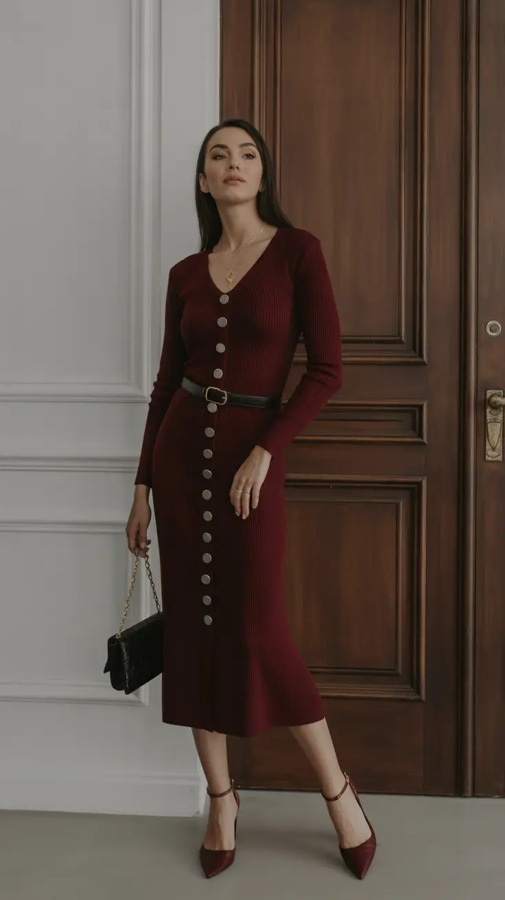 Cute mom outfits 2026 Timeless Knit Dress