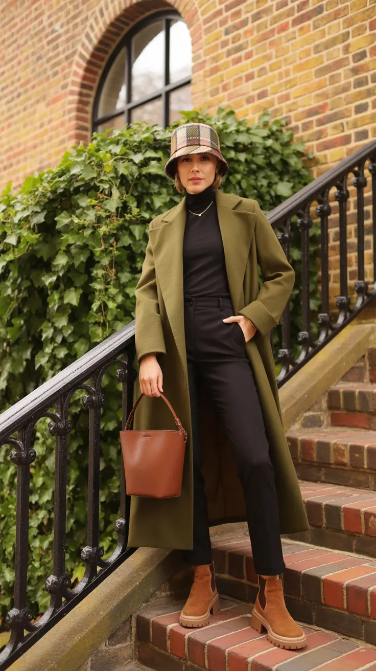 Cute outfits for women 2026 Olive Layers and Plaid Accents