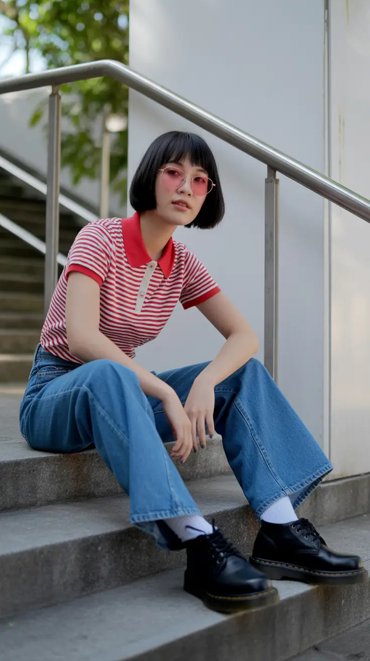 Cute y2k outfits 2026 Striped Nostalgia