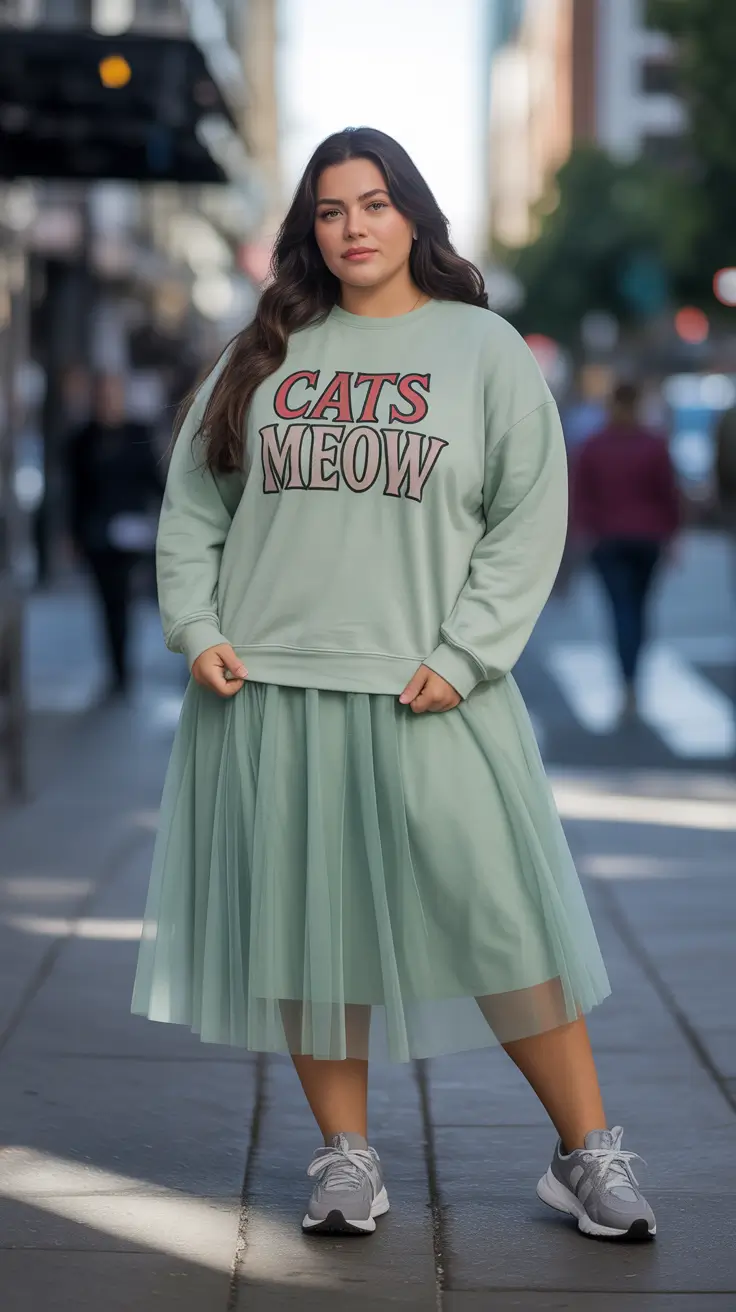 Elegant plus-size outfits for women 2026 Playful Street Style in Mint