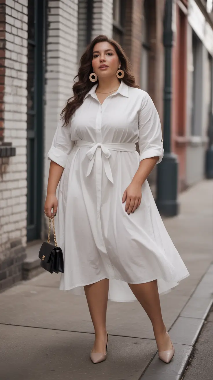 Elegant plus-size outfits for women 2026 Timeless White and Modern Grace