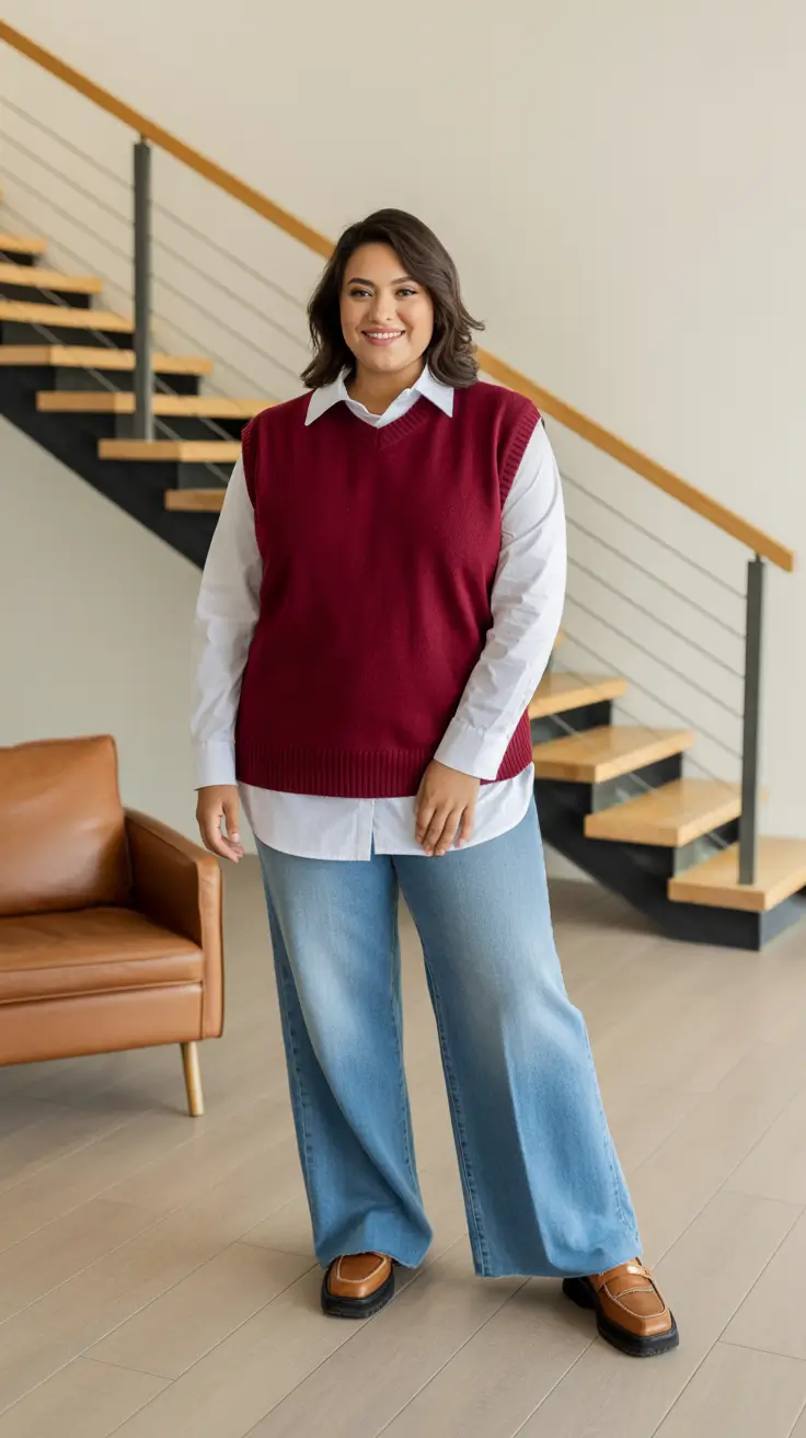 Elegant plus-size outfits for women 2026 Preppy Layers for Everyday Cool