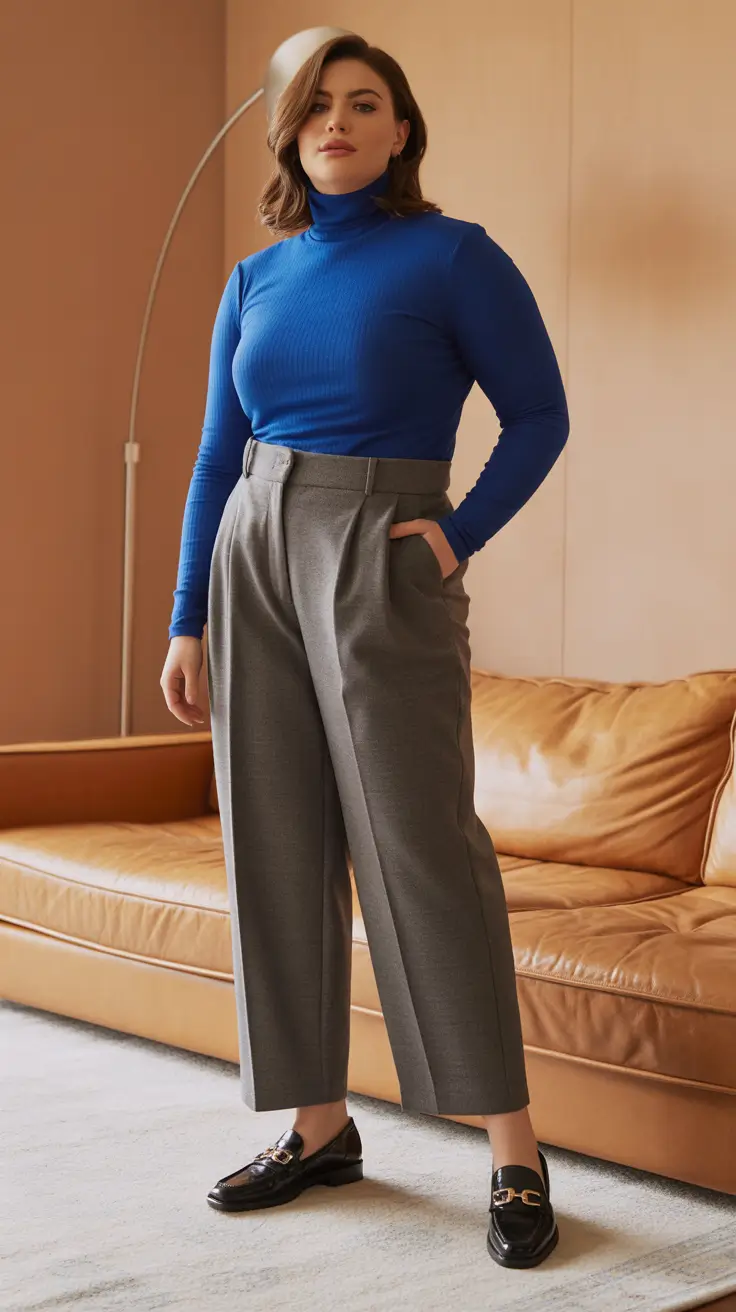 Elegant plus-size outfits for women 2026 Royal Blue and Tailored Grey
