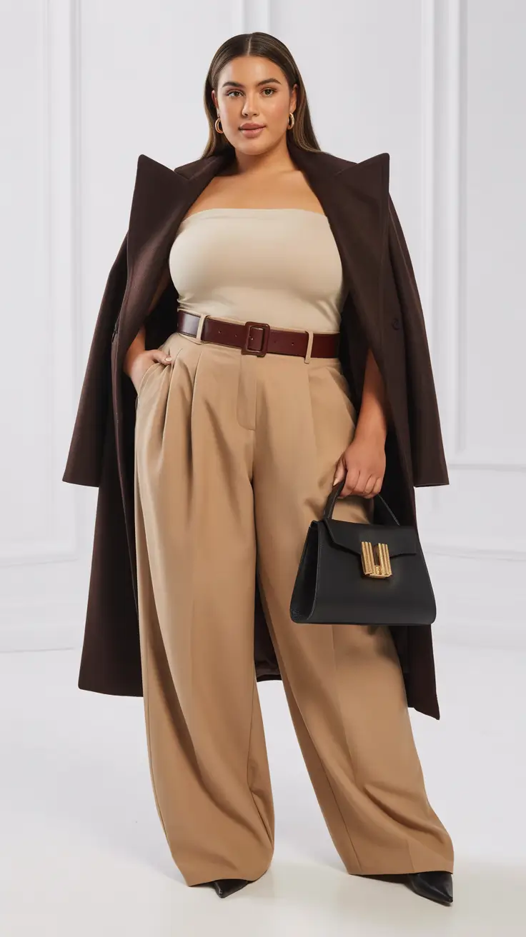 Elegant plus-size outfits for women 2026 Structured Neutrals and Luxe Layers