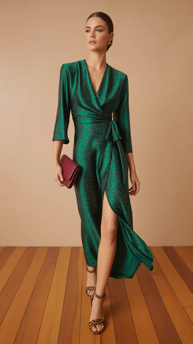 Elegant wedding guest outfits 2026 Emerald Allure