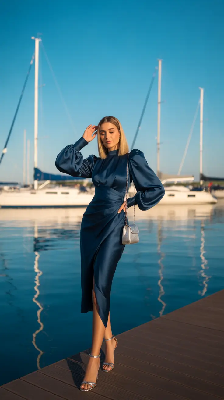 Elegant wedding guest outfits 2026 Midnight Harbor