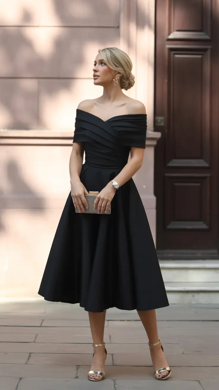 Elegant wedding guest outfits 2026 Black Sophistication