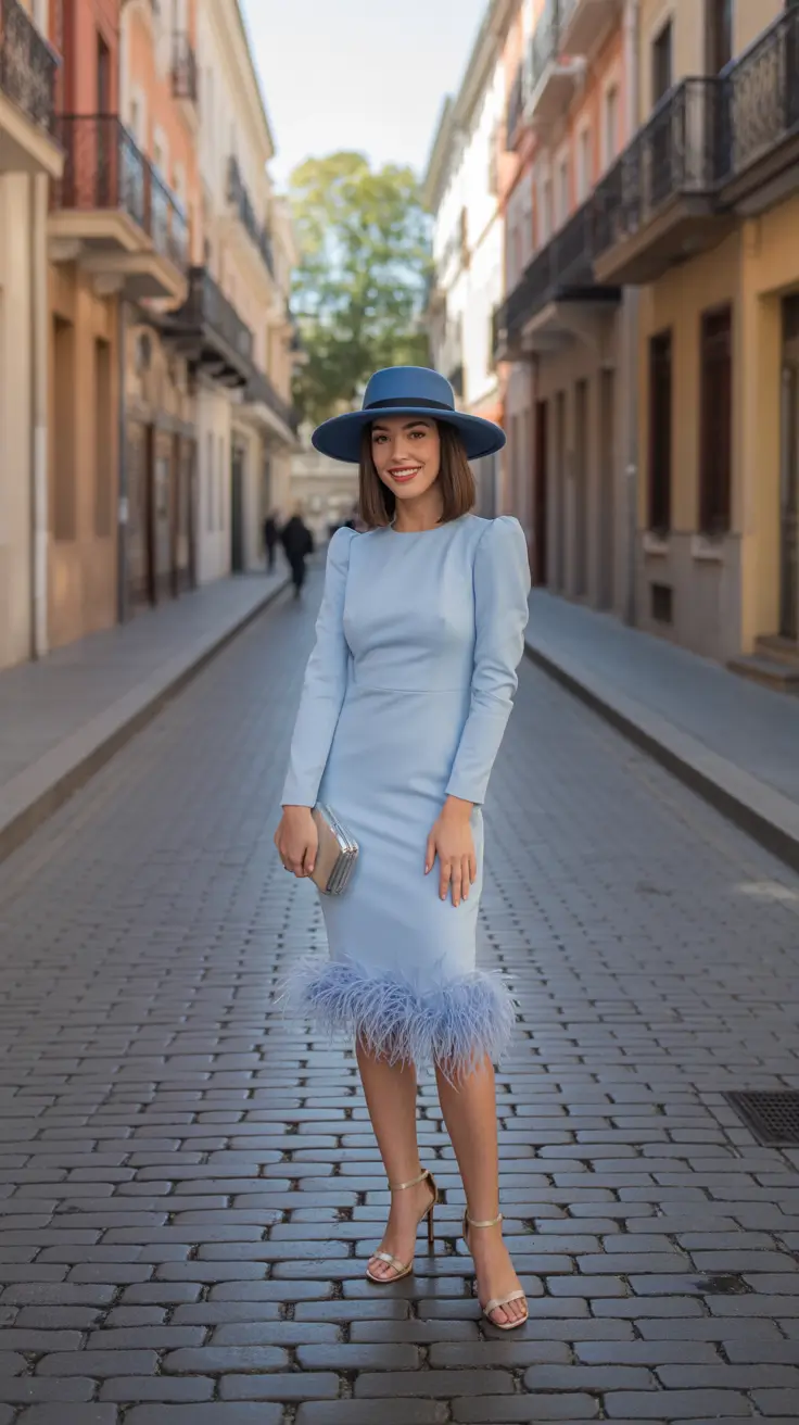 Elegant wedding guest outfits 2026 Feathered Sky