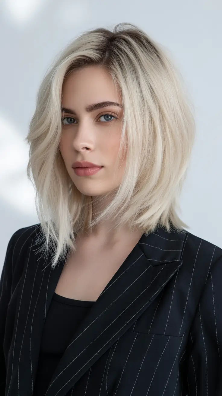 Hair color ideas to look younger 2026 Platinum Power Bob