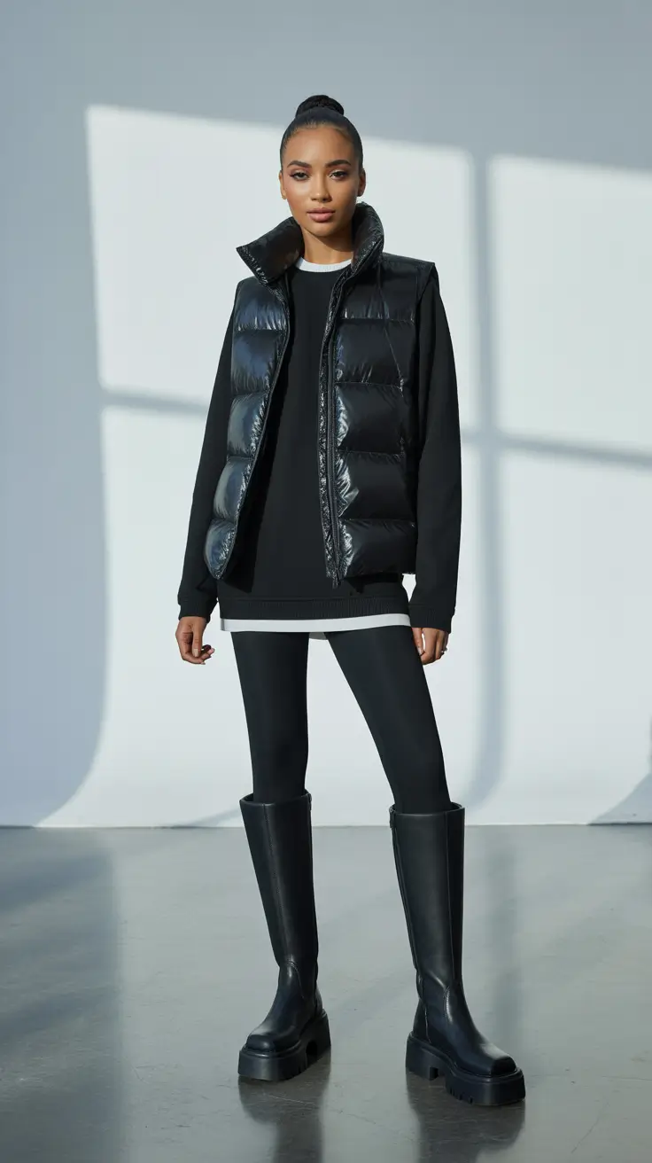 Legging outfit ideas 2026 High-Shine Street Edge